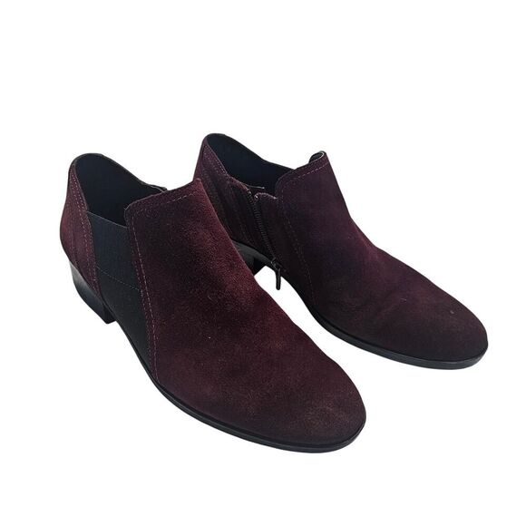 Naturalizer Suede Booties Size 7.5 Burgundy Black - Picture 1 of 10